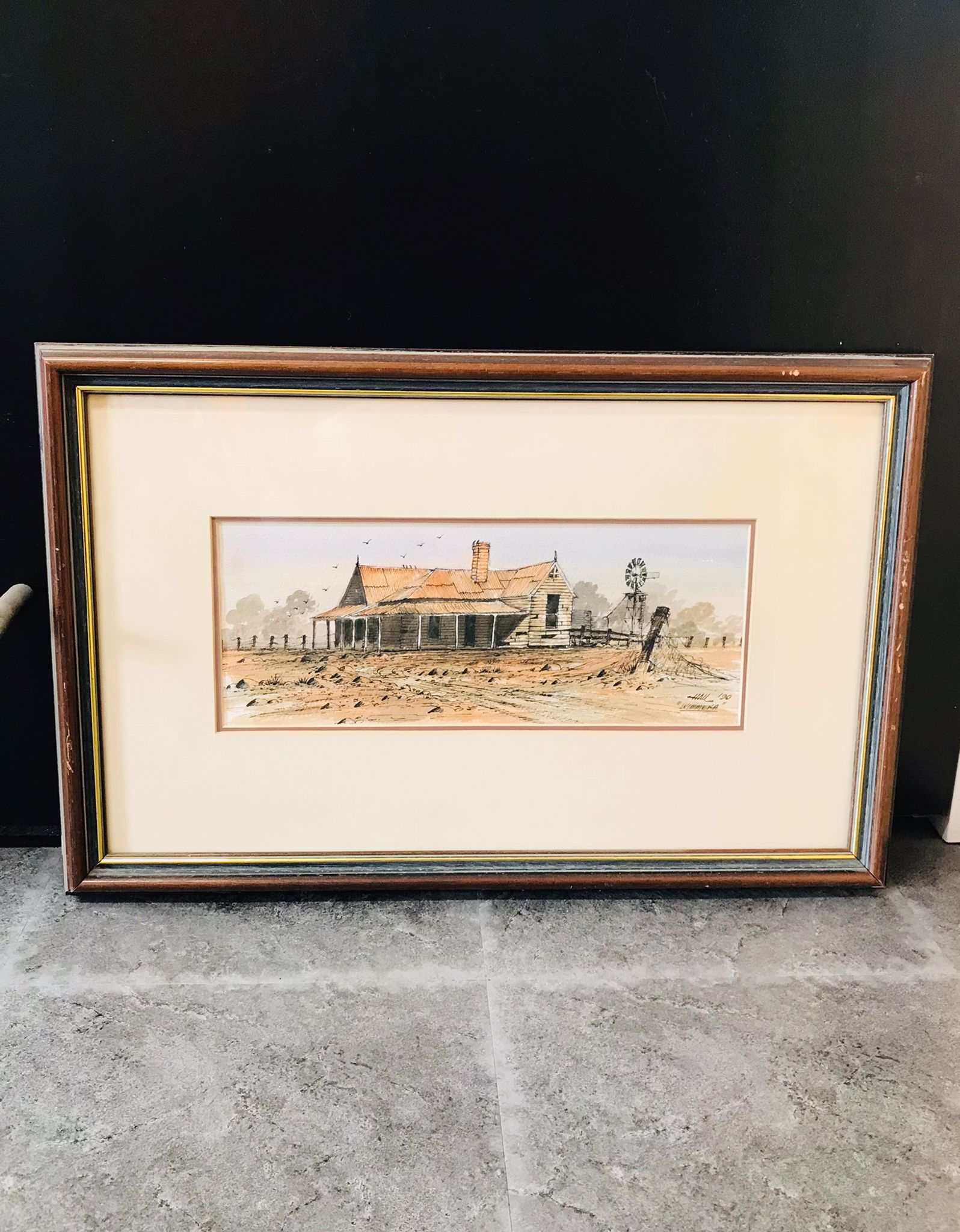 FRAMED TIM HALL WIMMERA WATERCOLOUR PAINTING